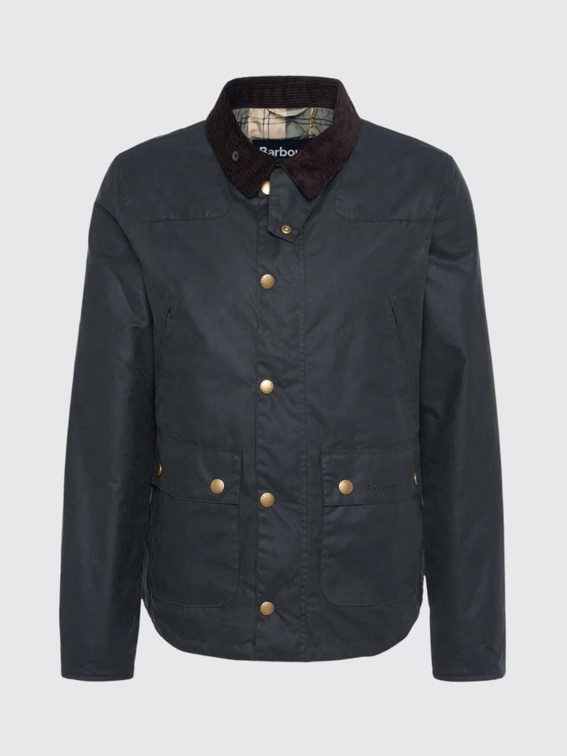 BARBOUR JACKET: Barbour Reelin Waxed Cotton Jacket with Corduroy Collar, Sage - Img 3
