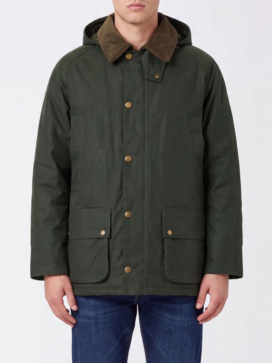 BARBOUR 外套: BARBOUR Ashby 蜡棉灯芯绒领夹克, 绿色 - Img 1