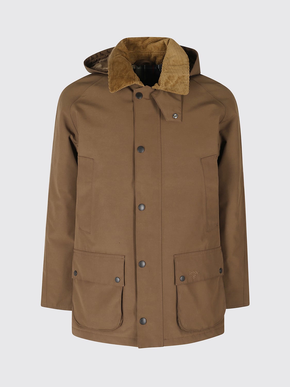 BARBOUR JACKET: Barbour Ashby Waxed Cotton Jacket with Corduroy Collar, Brown - Img 2
