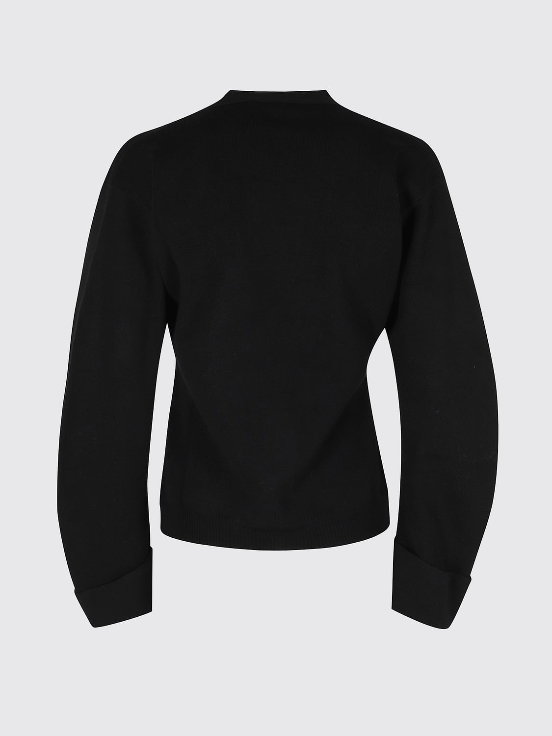 ERIKA CAVALLINI PULLOVER: Cardigan Erika Cavallini aus Schurwolle mit V-Ausschnitt und aufgesetzten Taschen, Schwarz - Img 3