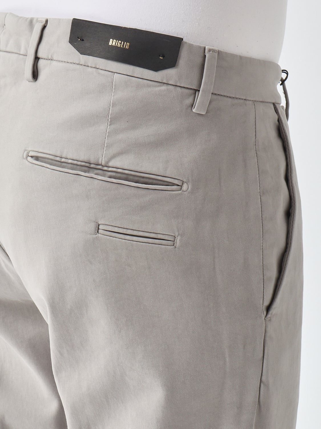BRIGLIA 1949 PANTS: Briglia 1949 Slim Fit Pleated Cotton Tailored Trousers, Pearl - Img 4