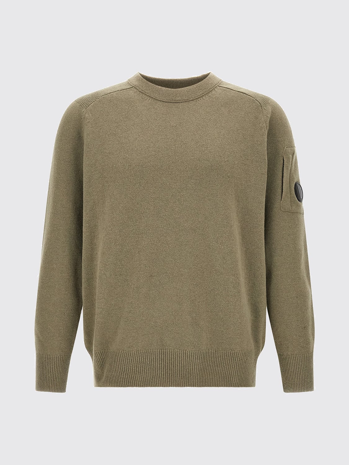 C.P. COMPANY PULLOVER: Rundhalspullover von C.P. Company aus Wollmischung mit Logo und Rippbündchen, Grün - Img 2