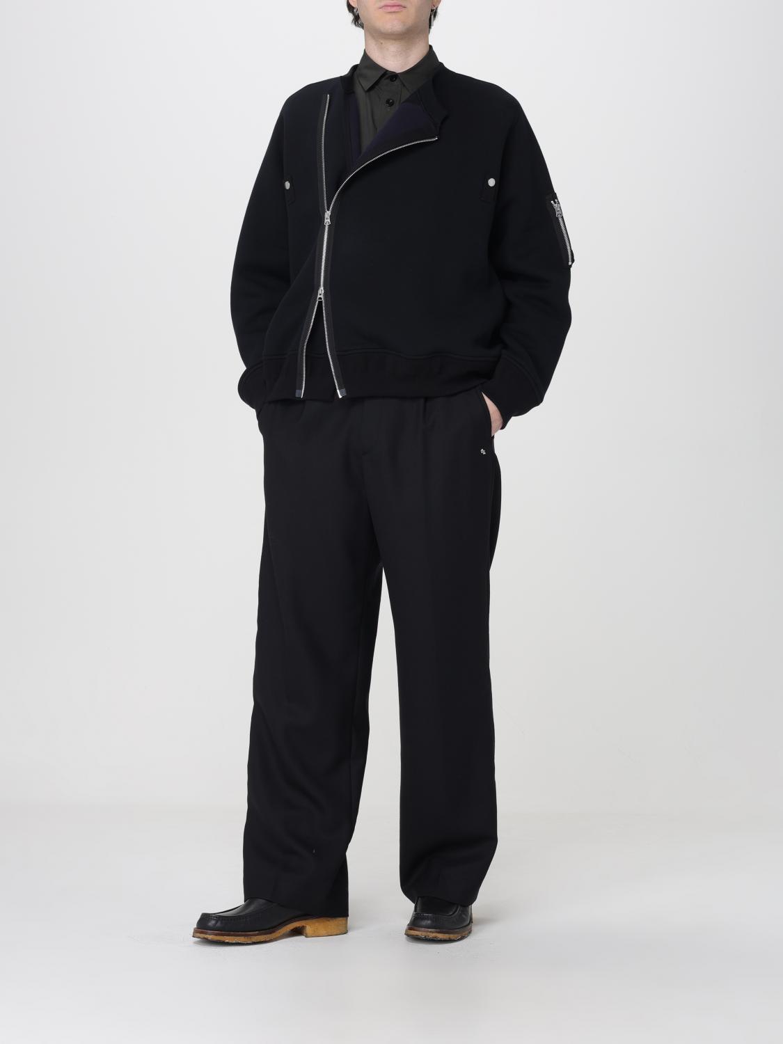 SACAI SWEATSHIRT: Sacai Cotton Blend Crewneck Jumper with Side Zips, Black - Img 2