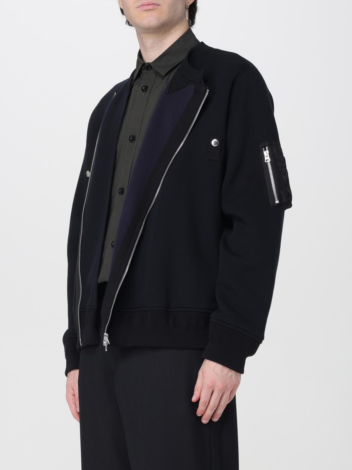 SACAI SWEATSHIRT: Sacai Cotton Blend Crewneck Jumper with Side Zips, Black - Img 4