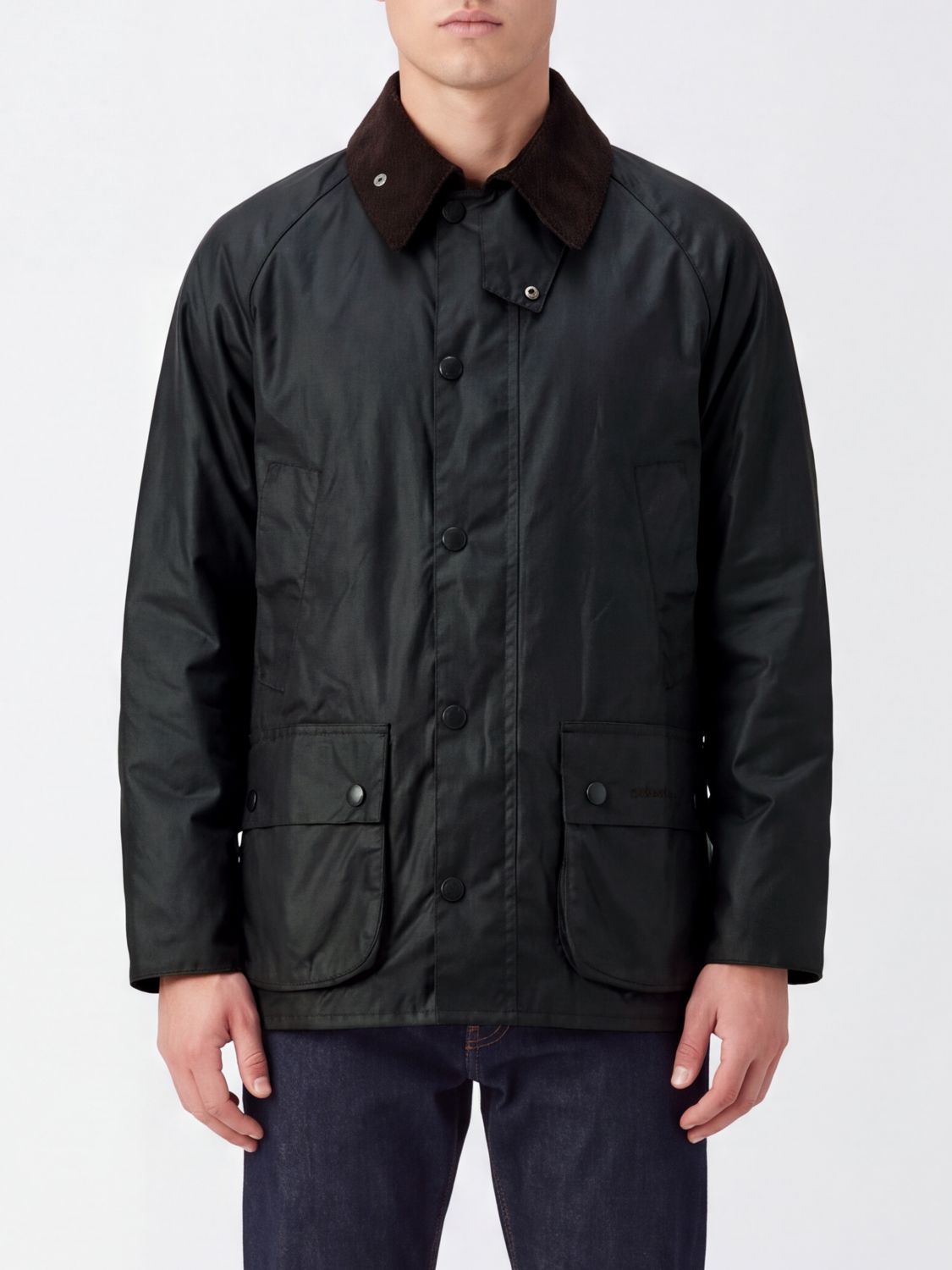 BARBOUR JACKET: Bedale Relaxed Fit Waxed Cotton Jacket BARBOUR with Velvet Collar, Brown - Img 1