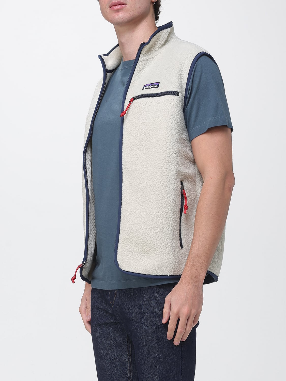 PATAGONIA CHALECO: Chaleco de forro polar Ms Retro de Patagonia con cuello alto y logo bordado, Natural - Img 3