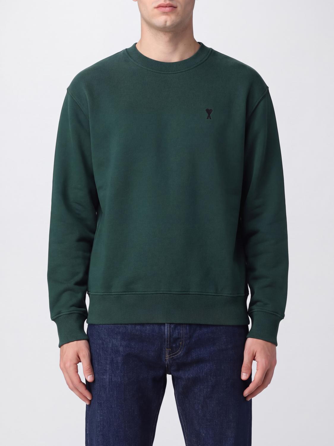 AMI PARIS SWEATSHIRT: Ami Paris Sweatshirt aus Baumwolle mit Rundhalsausschnitt und gesticktem Ami de Coeur-Logo, Grün - Img 1
