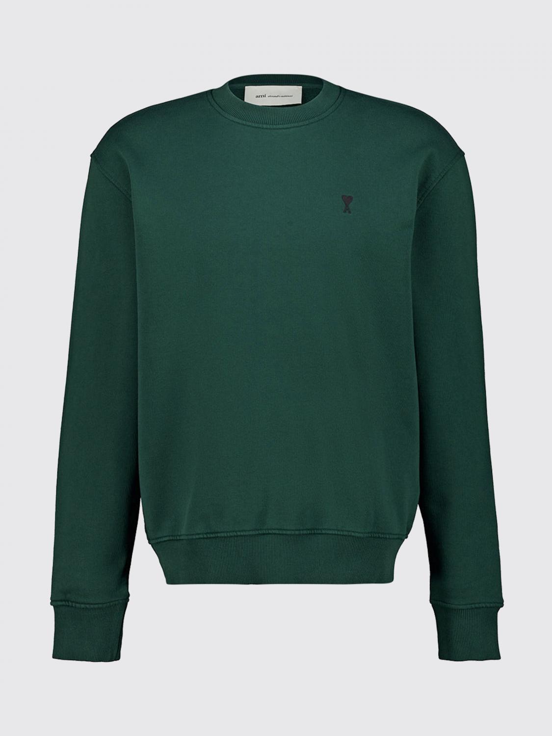 AMI PARIS SWEATSHIRT: Ami Paris Sweatshirt aus Baumwolle mit Rundhalsausschnitt und gesticktem Ami de Coeur-Logo, Grün - Img 2