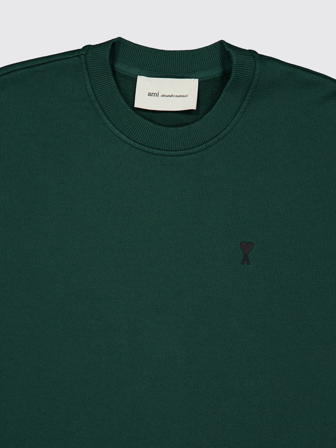 AMI PARIS SWEATSHIRT: Ami Paris Sweatshirt aus Baumwolle mit Rundhalsausschnitt und gesticktem Ami de Coeur-Logo, Grün - Img 4