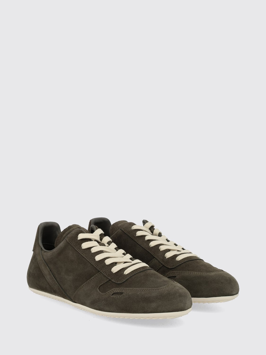 RICK OWENS SNEAKERS: Rick Owens Suede Low Top Trainers with Rubber Sole, Grey - Img 2