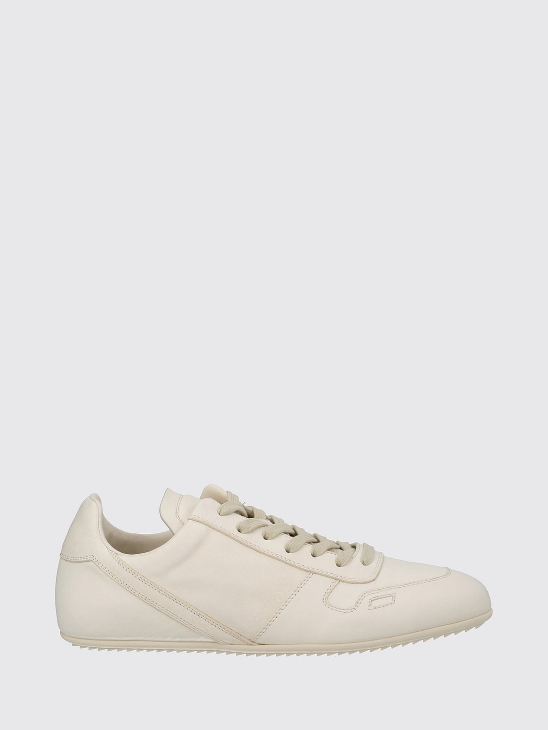 RICK OWENS SNEAKERS: Rick Owens Smooth Leather Low Top Trainers with Rubber Sole, White - Img 1