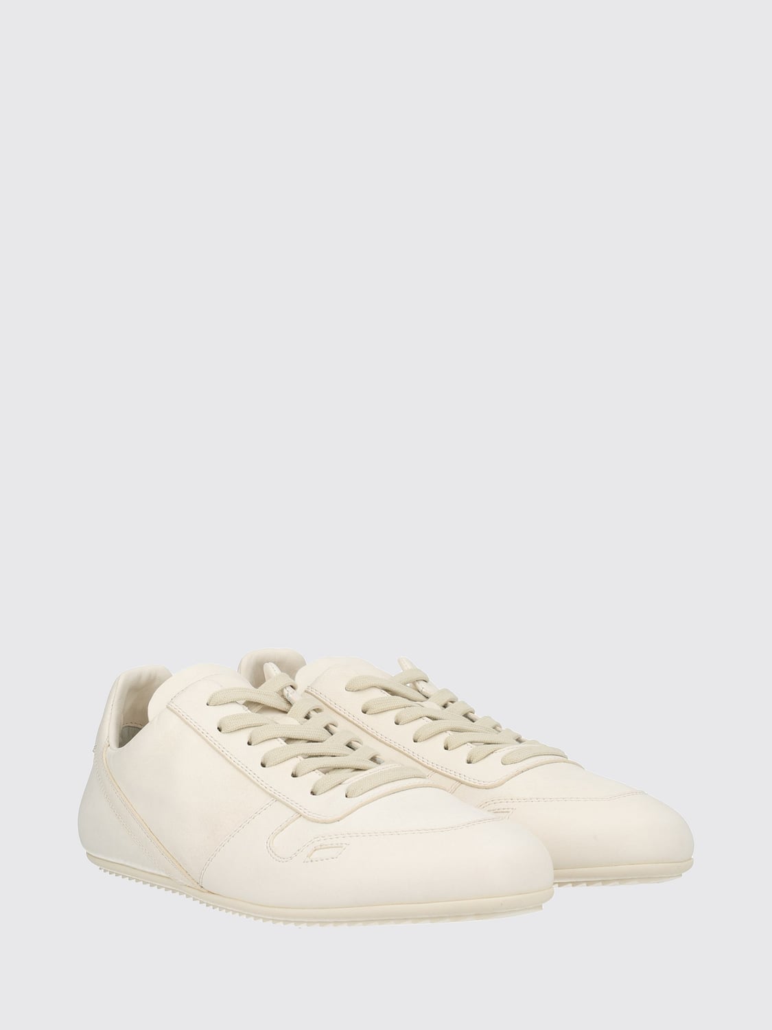 RICK OWENS SNEAKERS: Rick Owens Smooth Leather Low Top Trainers with Rubber Sole, White - Img 2