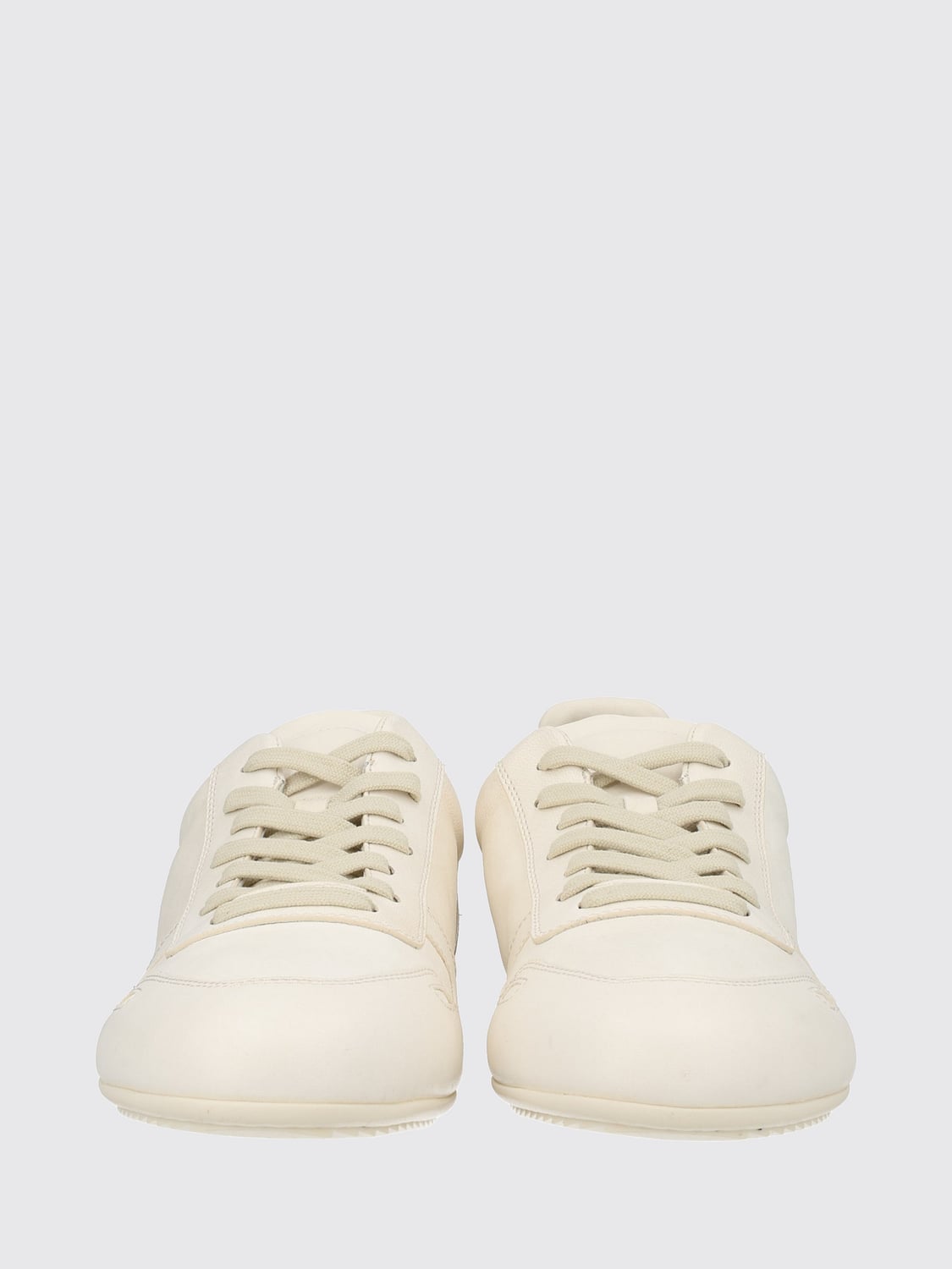 RICK OWENS SNEAKERS: Rick Owens Smooth Leather Low Top Trainers with Rubber Sole, White - Img 4