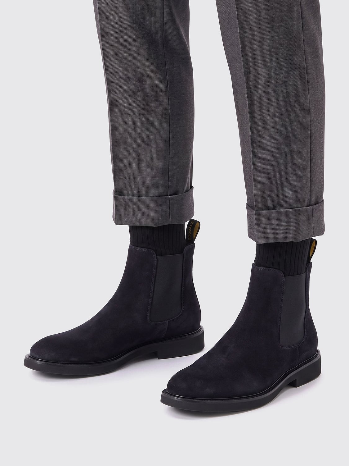 DOUCAL'S BOOT: Doucal's Suede Chelsea Boots with Rear Pull Tab, Blue - Img 4