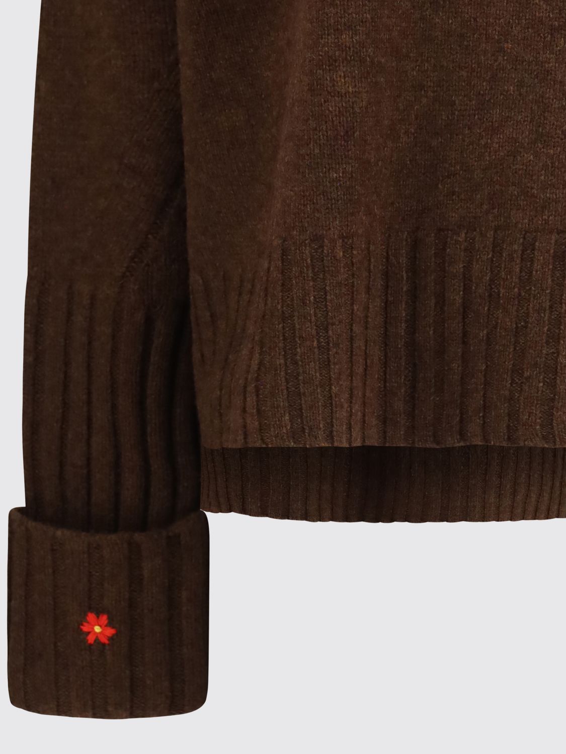 TORY BURCH PULL: Pull à col rond Tory Burch en laine avec poignets à revers, Marron - Img 4