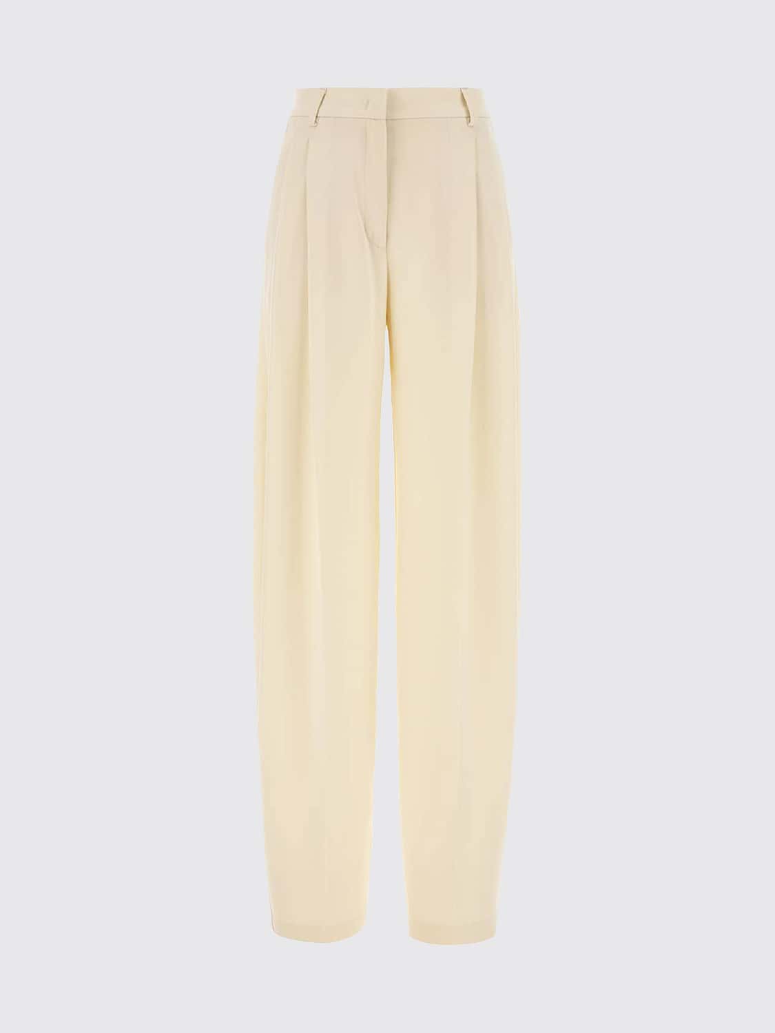 THE ANDAMANE PANTALONES: Pantalones anchos Tracy The Andamane de lana con talle alto, Leche - Img 2