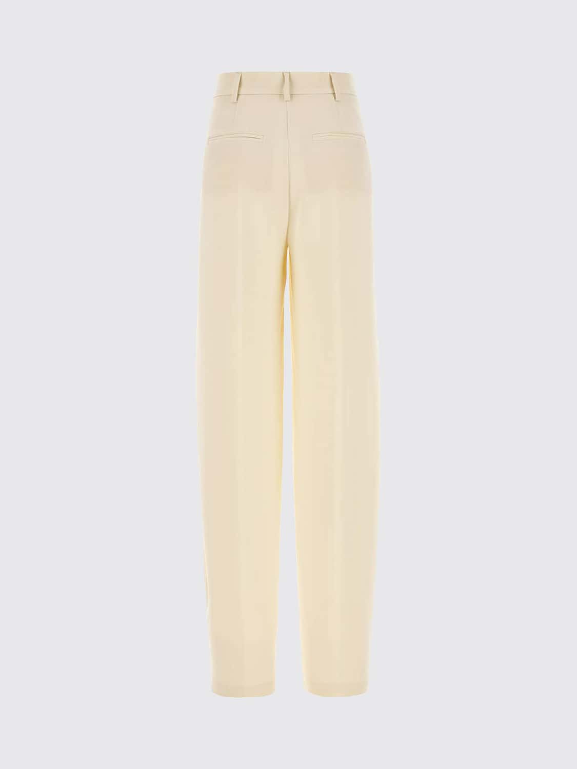 THE ANDAMANE PANTALONES: Pantalones anchos Tracy The Andamane de lana con talle alto, Leche - Img 3