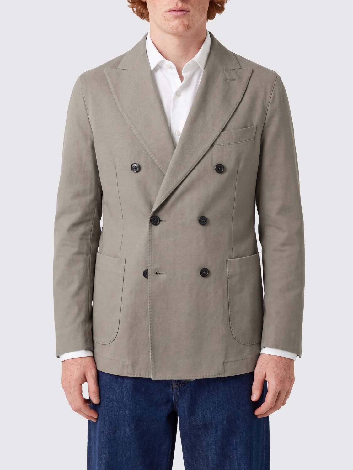 CIRCOLO 1901 JACKET: Circolo 1901 Slim Fit Double-Breasted Cashmere Blazer, Beige - Img 1