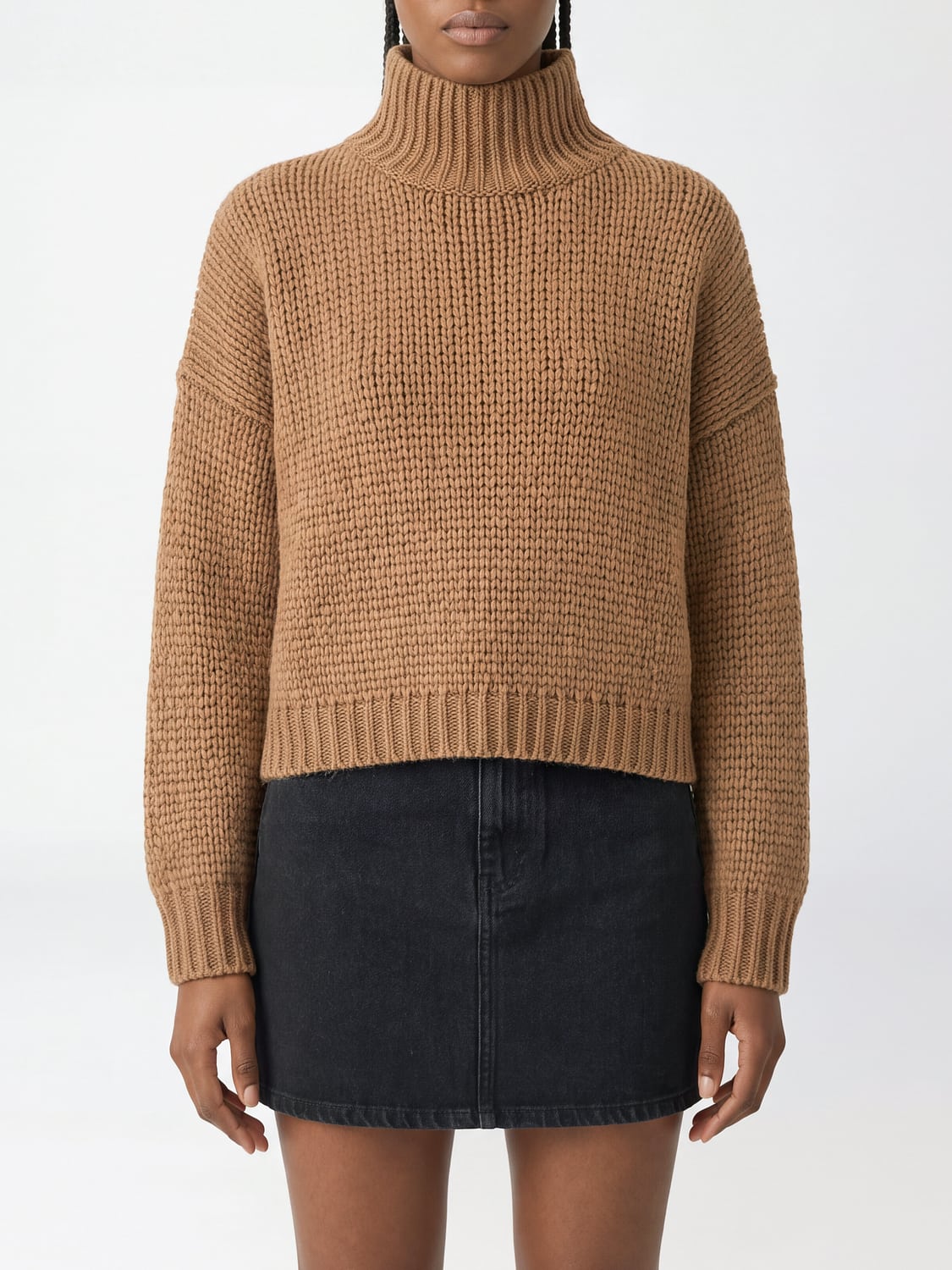 ROBERTO COLLINA PULL: Pull à col roulé Roberto Collina en laine mélangée avec épaules tombantes, Beige - Img 1