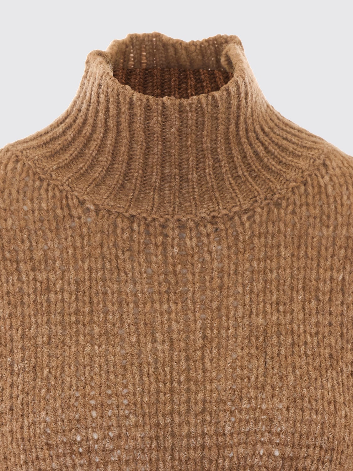 ROBERTO COLLINA PULL: Pull à col roulé Roberto Collina en laine mélangée avec épaules tombantes, Beige - Img 4