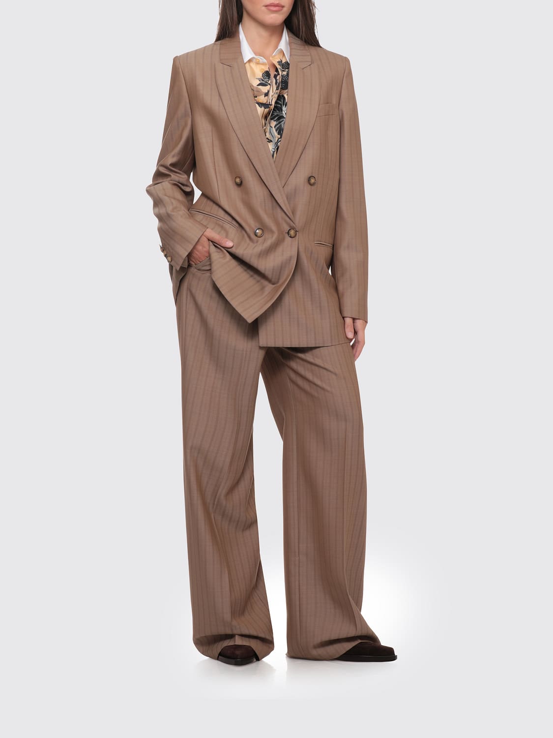 ETRO JACKE: Oversize-Zweireiher-Blazer aus Wolle mit Nadelstreifen von Etro, Beige - Img 2