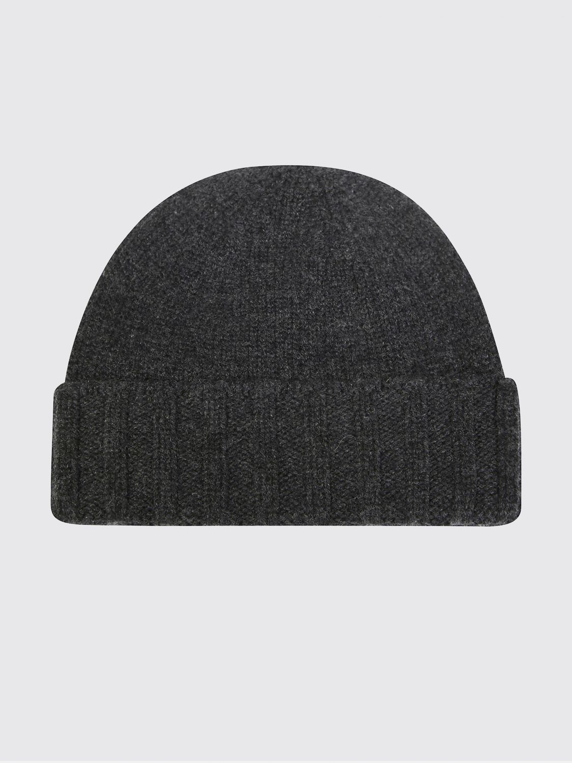 DRUMOHR HAT: Drumohr Pure Cashmere Rib-Knit Beanie Hat with Cuff, Grey 2 - Img 1