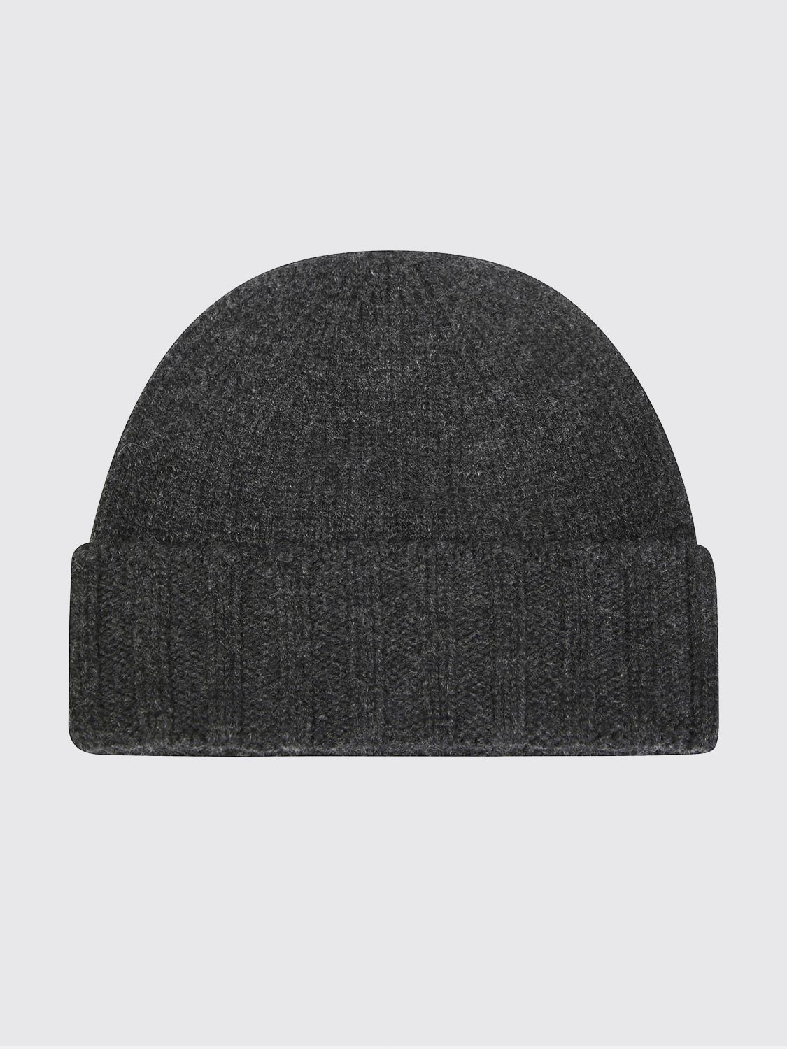 DRUMOHR HAT: Drumohr Pure Cashmere Rib-Knit Beanie Hat with Cuff, Grey 2 - Img 2