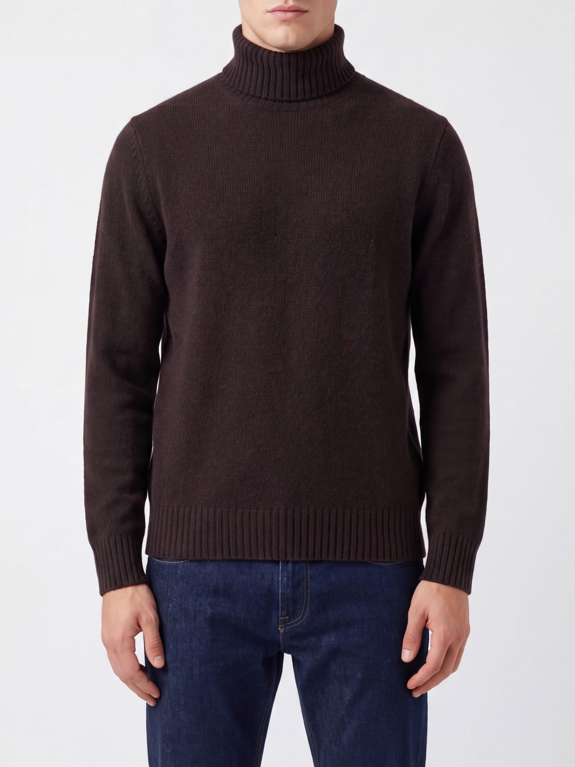 DRUMOHR SWEATER: Drumohr Long-Sleeved Turtleneck in Pure and Soft 100% Lambswool, Brown - Img 1