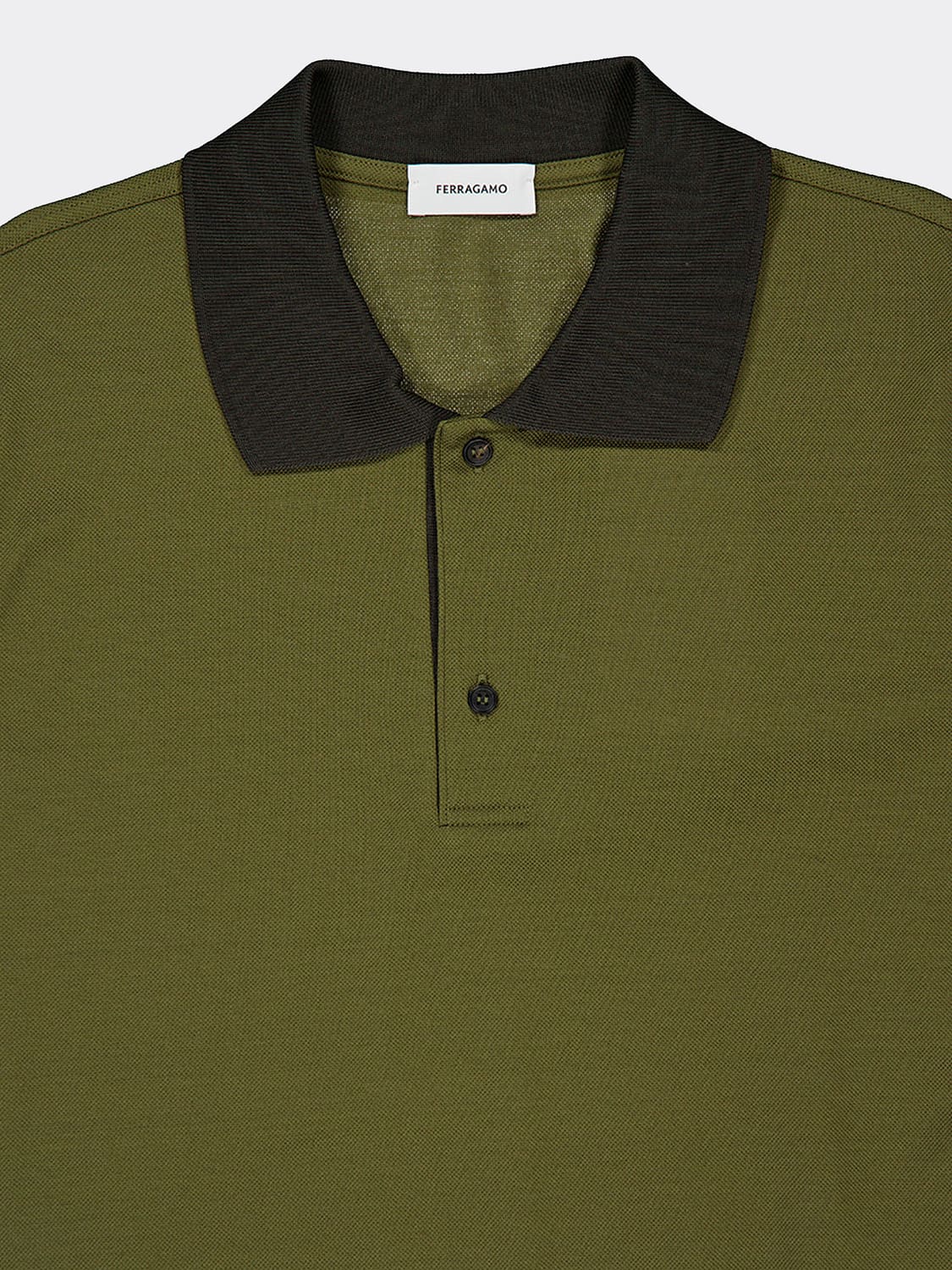 FERRAGAMO POLO: Ferragamo Kurzärmeliges Baumwoll-Poloshirt mit Kontrastbesatz, Grün - Img 4
