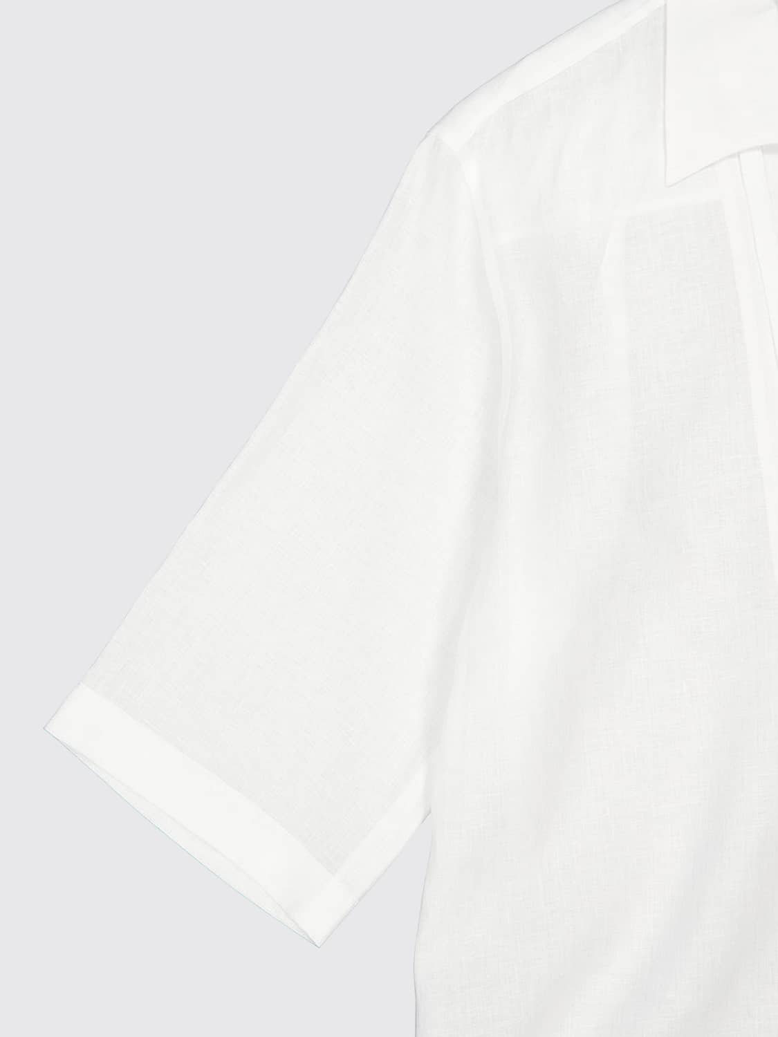 DOLCE & GABBANA HEMD: Kurzärmeliges Leinenhemd von Dolce & Gabbana mit klassischem Kragen, Weiß - Img 4