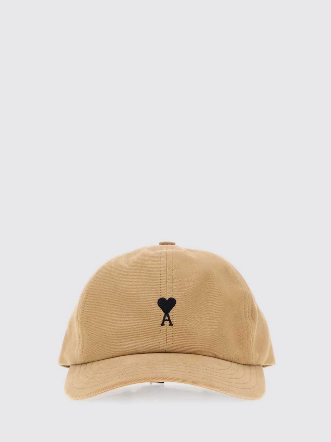 AMI PARIS HAT: Baseball Cap Ami Paris in Cotton with Embroidered Logo and Adjustable Strap, Beige - Img 2