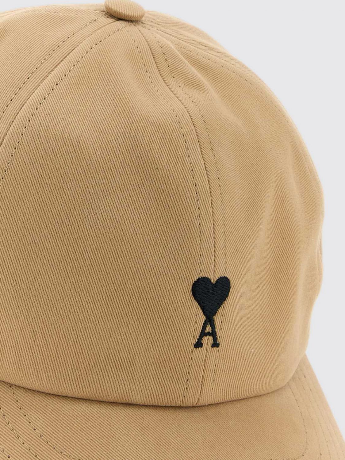 AMI PARIS HAT: Baseball Cap Ami Paris in Cotton with Embroidered Logo and Adjustable Strap, Beige - Img 4