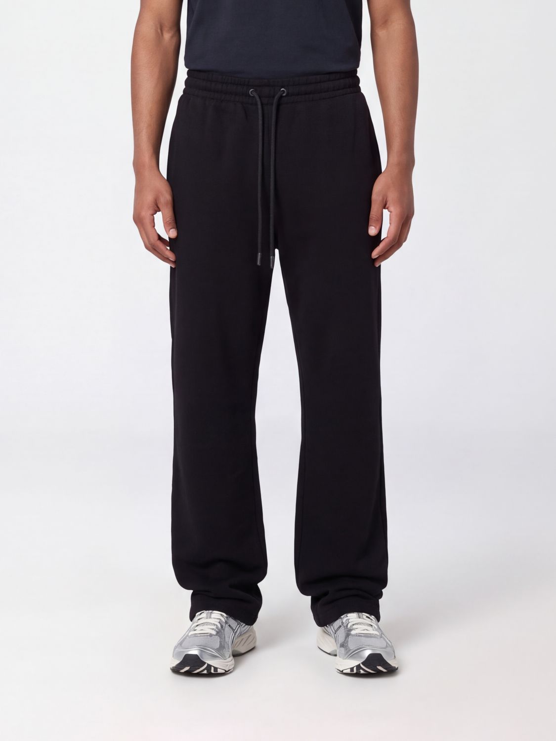 OFF-WHITE パンツ: OFF-WHITE ダイアゴナルストライプ コットン ジョギングパンツ, ブラック - Img 1