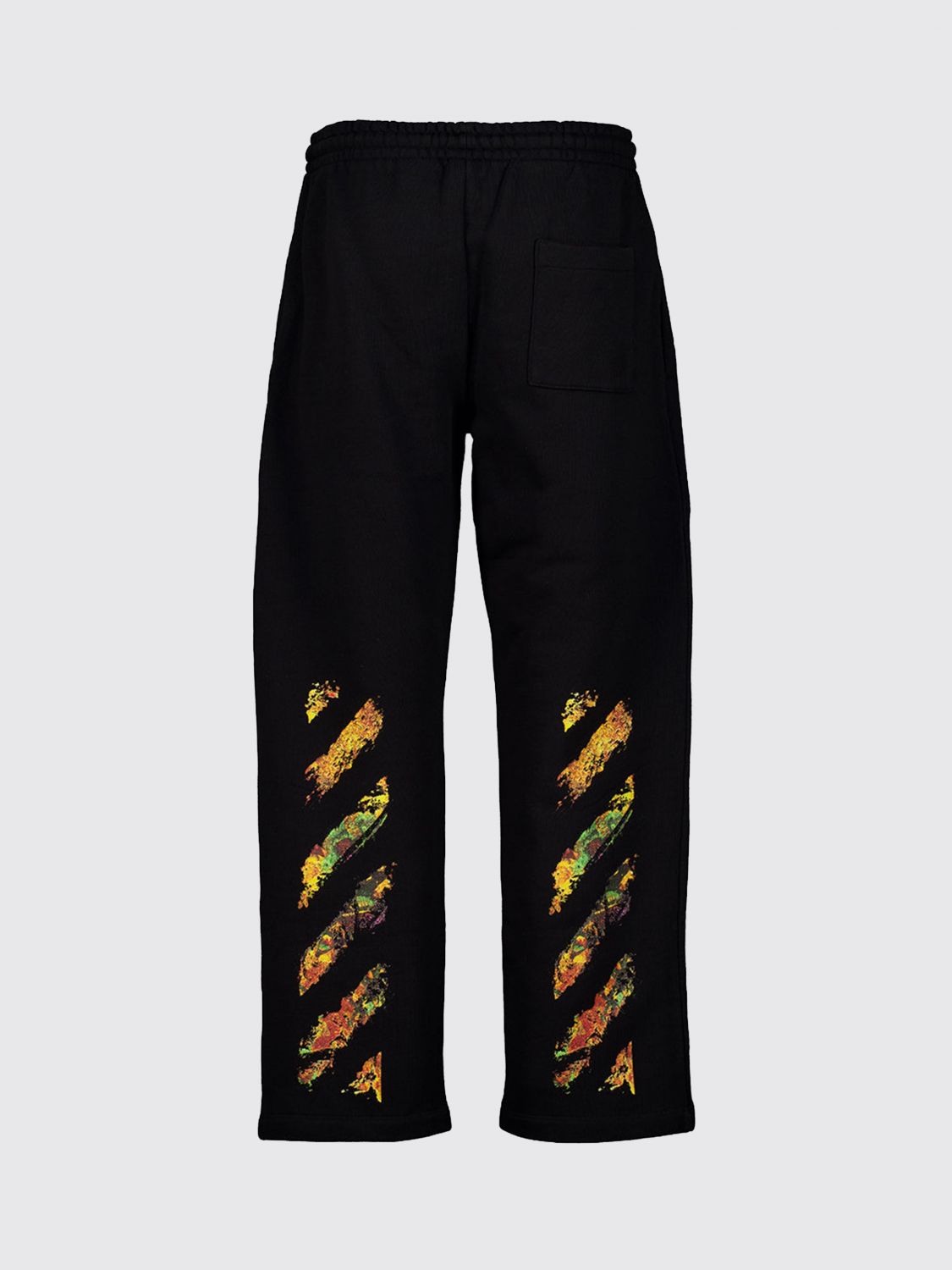 OFF-WHITE パンツ: OFF-WHITE ダイアゴナルストライプ コットン ジョギングパンツ, ブラック - Img 3