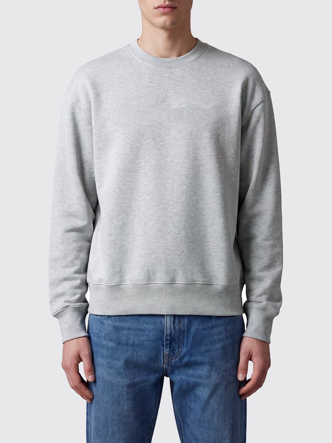 MCQUEEN SWEATSHIRT: McQueen Crewneck Cotton Sweatshirt with Dropped Shoulders, Grey - Img 1