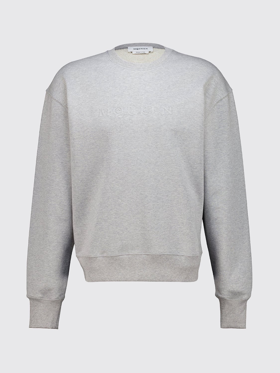 MCQUEEN SWEATSHIRT: McQueen Crewneck Cotton Sweatshirt with Dropped Shoulders, Grey - Img 2