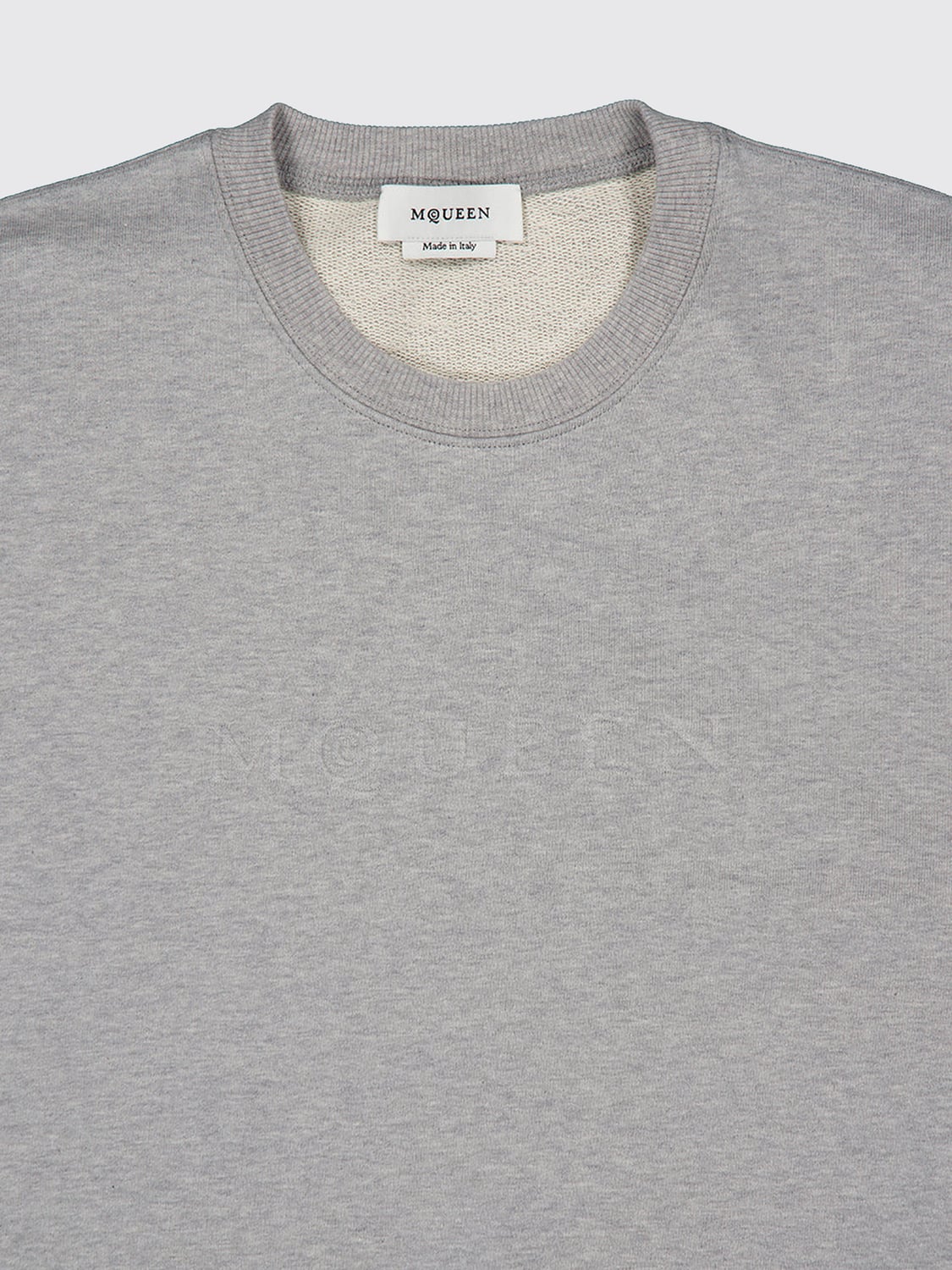 MCQUEEN SWEATSHIRT: McQueen Crewneck Cotton Sweatshirt with Dropped Shoulders, Grey - Img 4