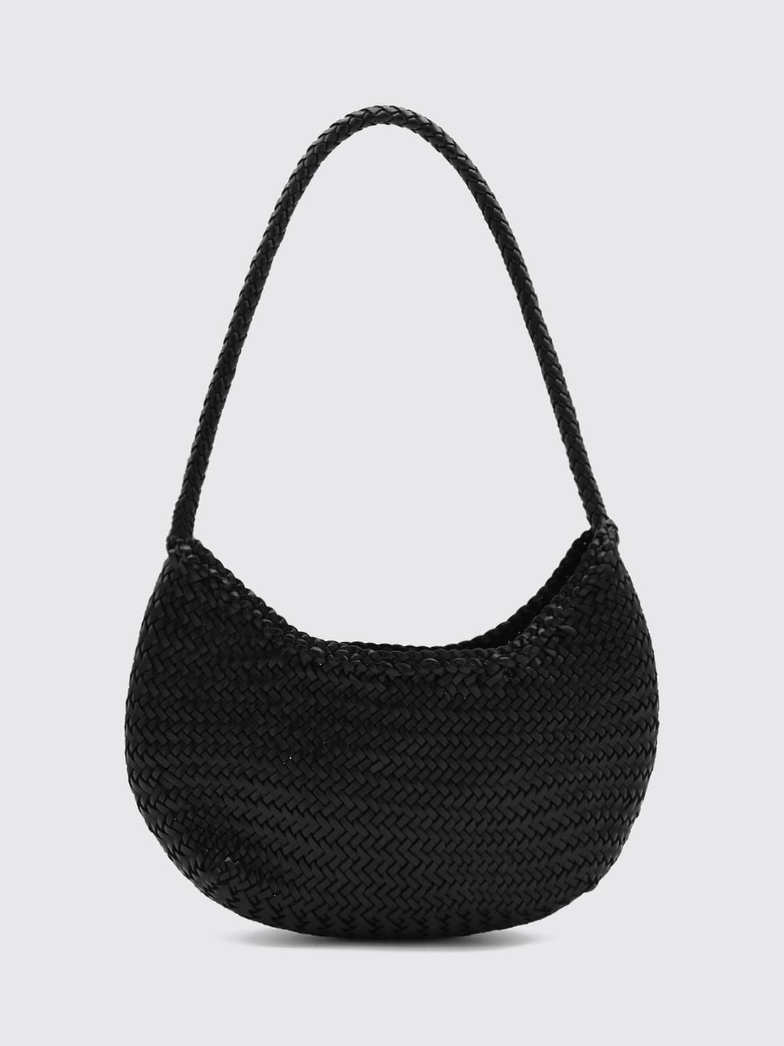 DRAGON DIFFUSION SCHULTERTASCHE: Dragon Diffusion Nova Luna Schultertasche aus geflochtenem Büffelleder, Schwarz - Img 1