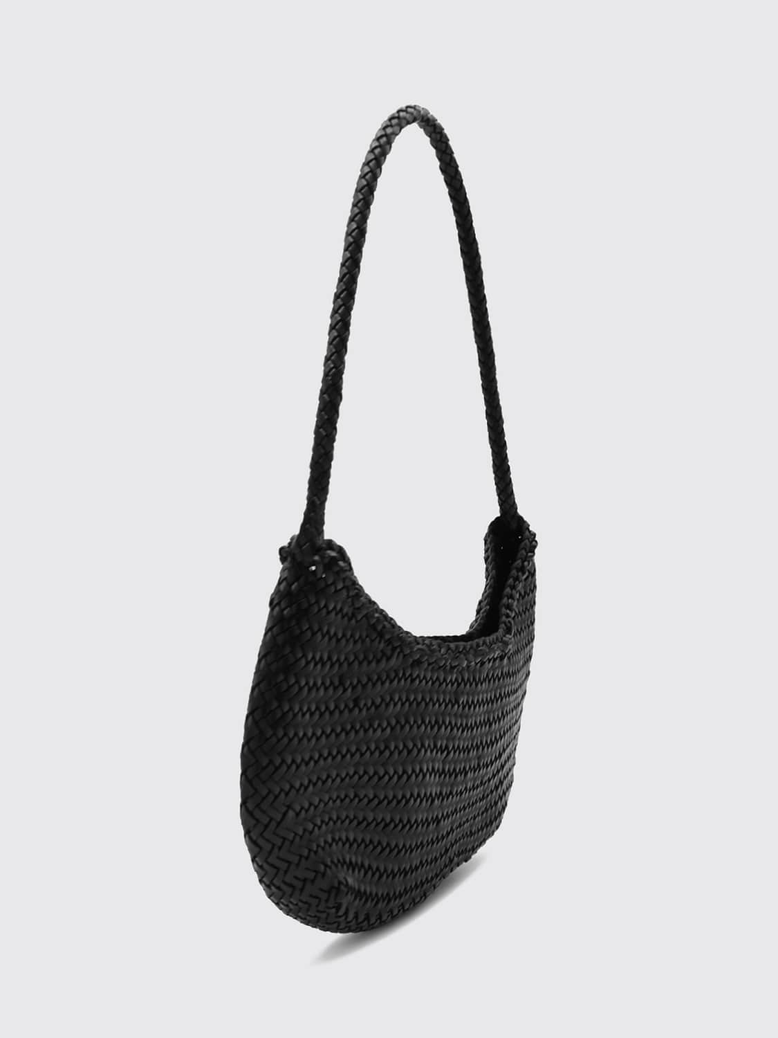 DRAGON DIFFUSION SCHULTERTASCHE: Dragon Diffusion Nova Luna Schultertasche aus geflochtenem Büffelleder, Schwarz - Img 3