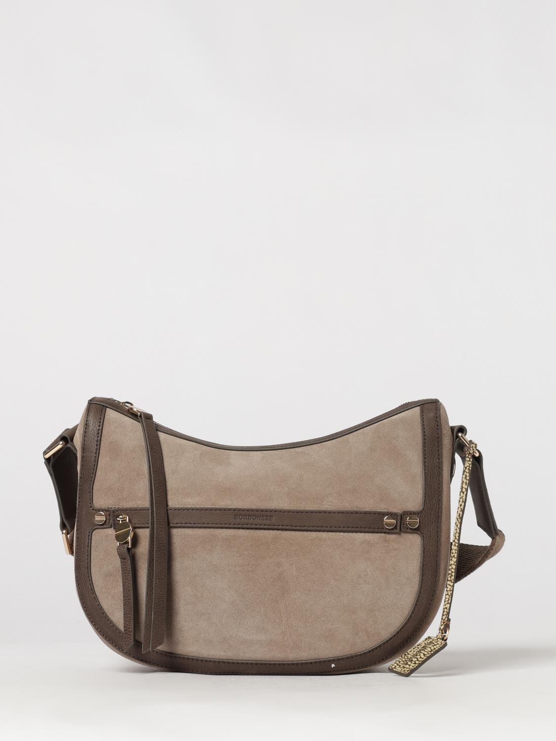 BORBONESE CROSSBODY BAG: Luna Borbonese Recycled Nylon Crossbody Bag with Suede Details, Dove Grey - Img 1