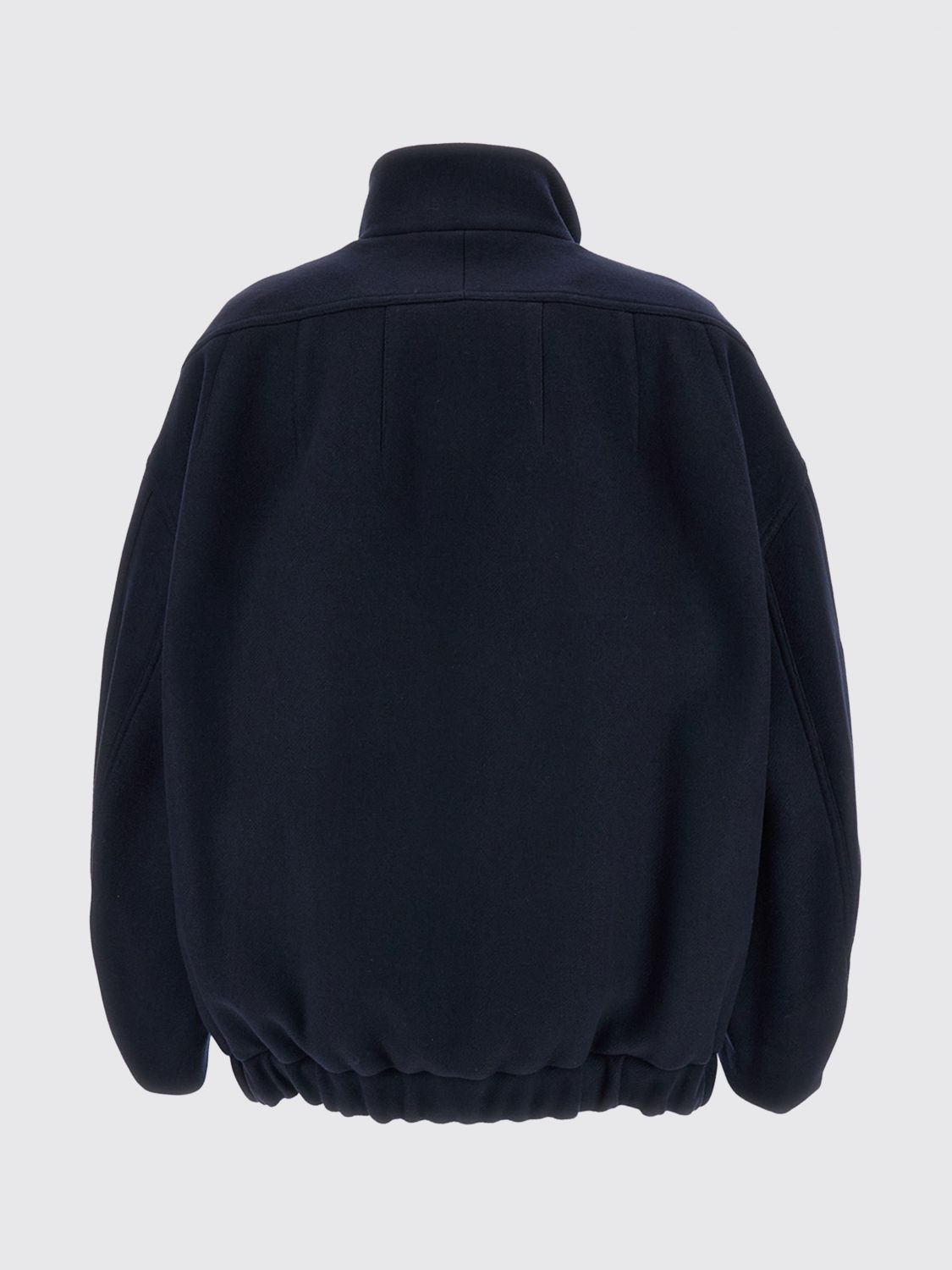 DRIES VAN NOTEN 外套: Dries Van Noten 高领宽松羊毛混纺飞行员夹克, 海军蓝 - Img 3