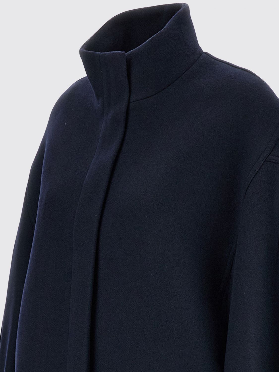 DRIES VAN NOTEN 外套: Dries Van Noten 高领宽松羊毛混纺飞行员夹克, 海军蓝 - Img 4
