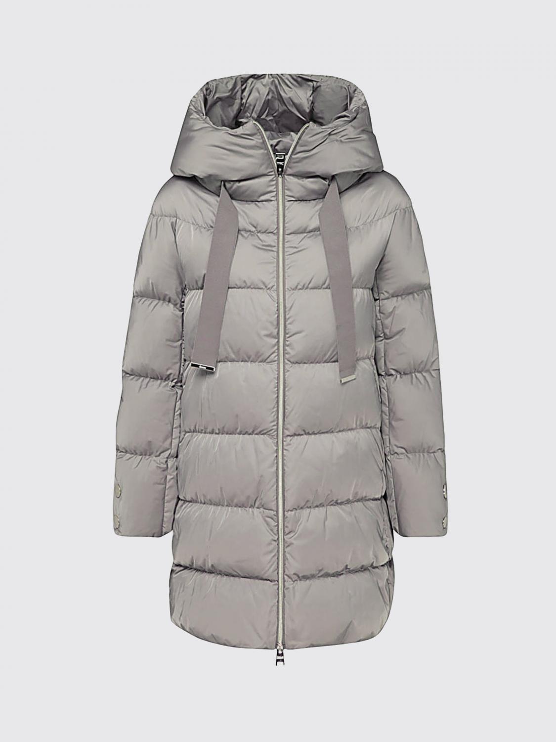 HERNO JACKET: Herno A-Shape Short Hooded Down Jacket in Quilted Technical Satin, Pearl - Img 2