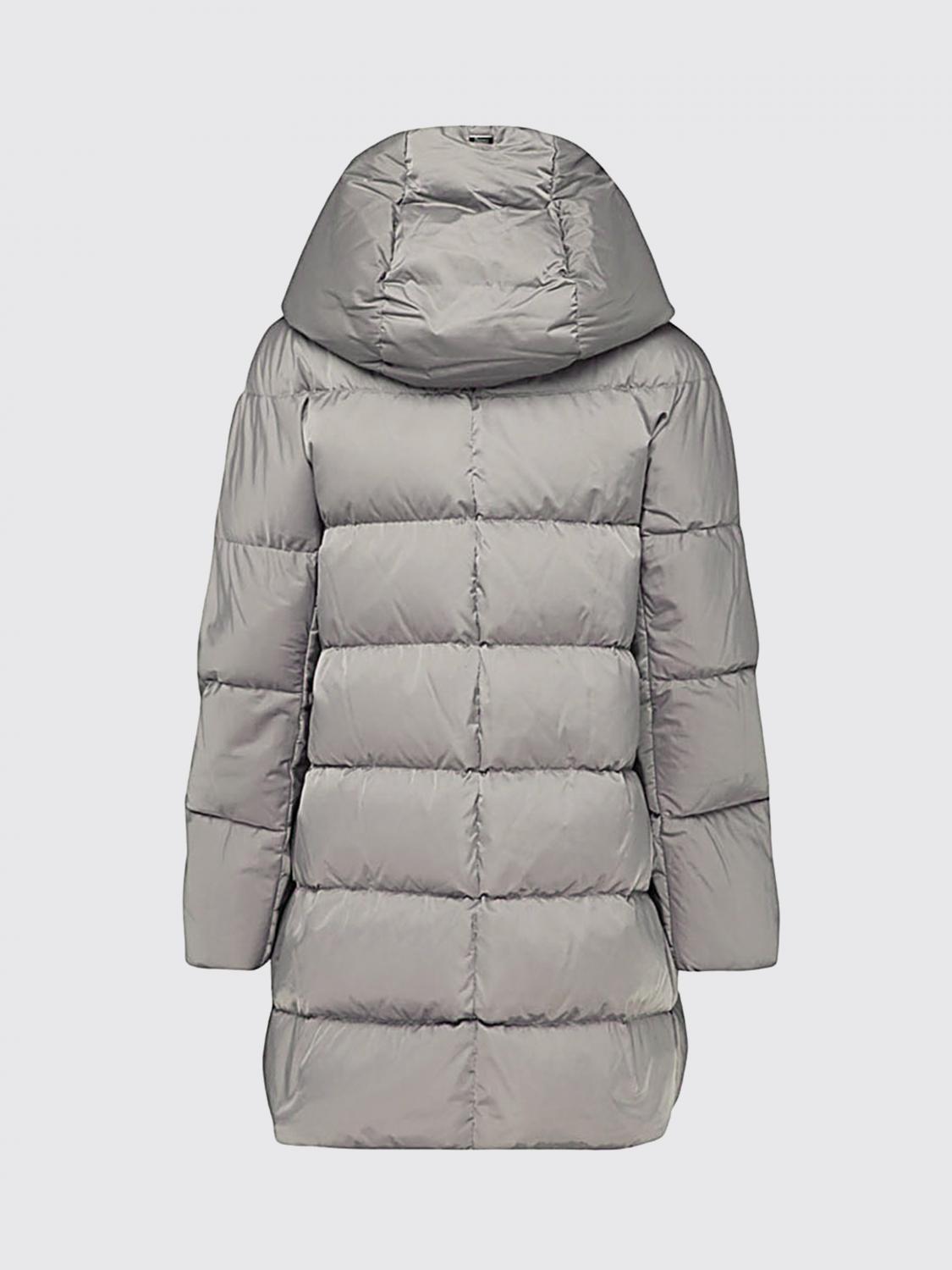 HERNO JACKET: Herno A-Shape Short Hooded Down Jacket in Quilted Technical Satin, Pearl - Img 3