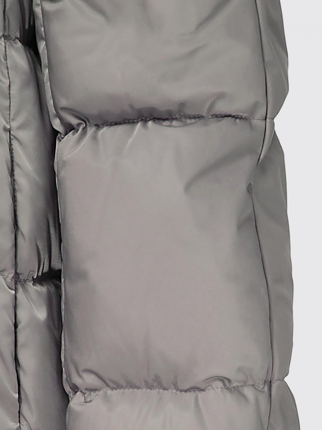 HERNO JACKET: Herno A-Shape Short Hooded Down Jacket in Quilted Technical Satin, Pearl - Img 4