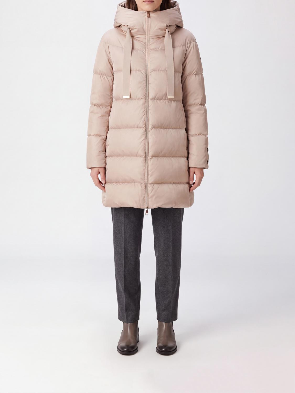 HERNO CHAQUETA: Plumífero corto A-Shape Herno con capucha de satén técnico acolchado, Crema - Img 1