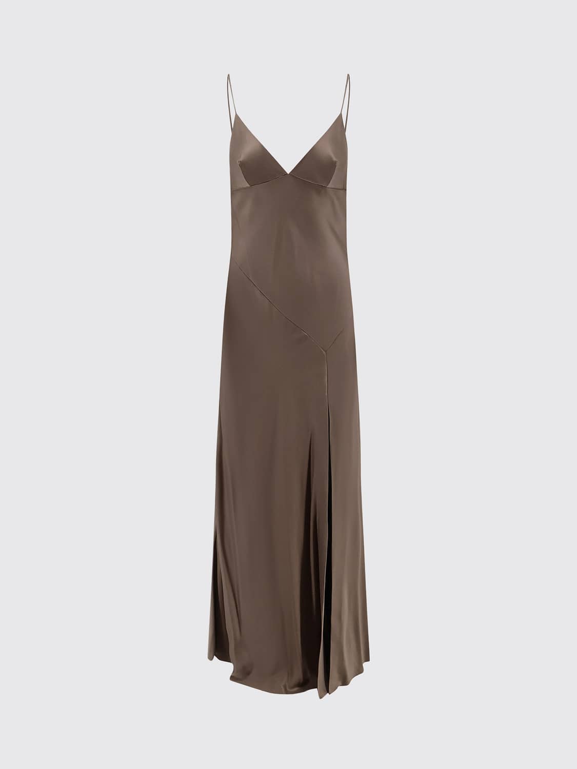 ALBERTA FERRETTI KLEID: Langes Slip-Kleid aus Viskose Alberta Ferretti mit vorderem Schlitz, Grau - Img 2