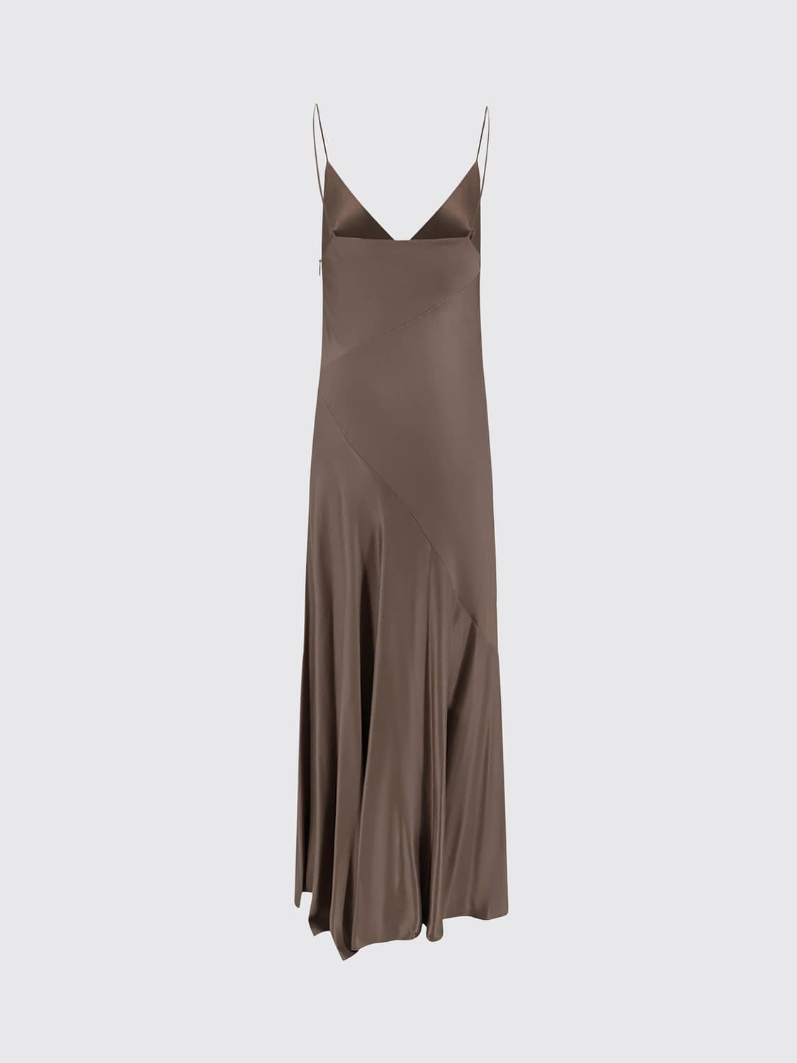 ALBERTA FERRETTI KLEID: Langes Slip-Kleid aus Viskose Alberta Ferretti mit vorderem Schlitz, Grau - Img 3