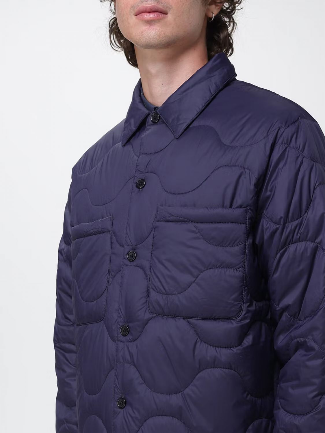 PAUL SMITH JACKET: Paul Smith Quilted Water-Repellent Recycled Nylon Shacket, Navy - Img 4