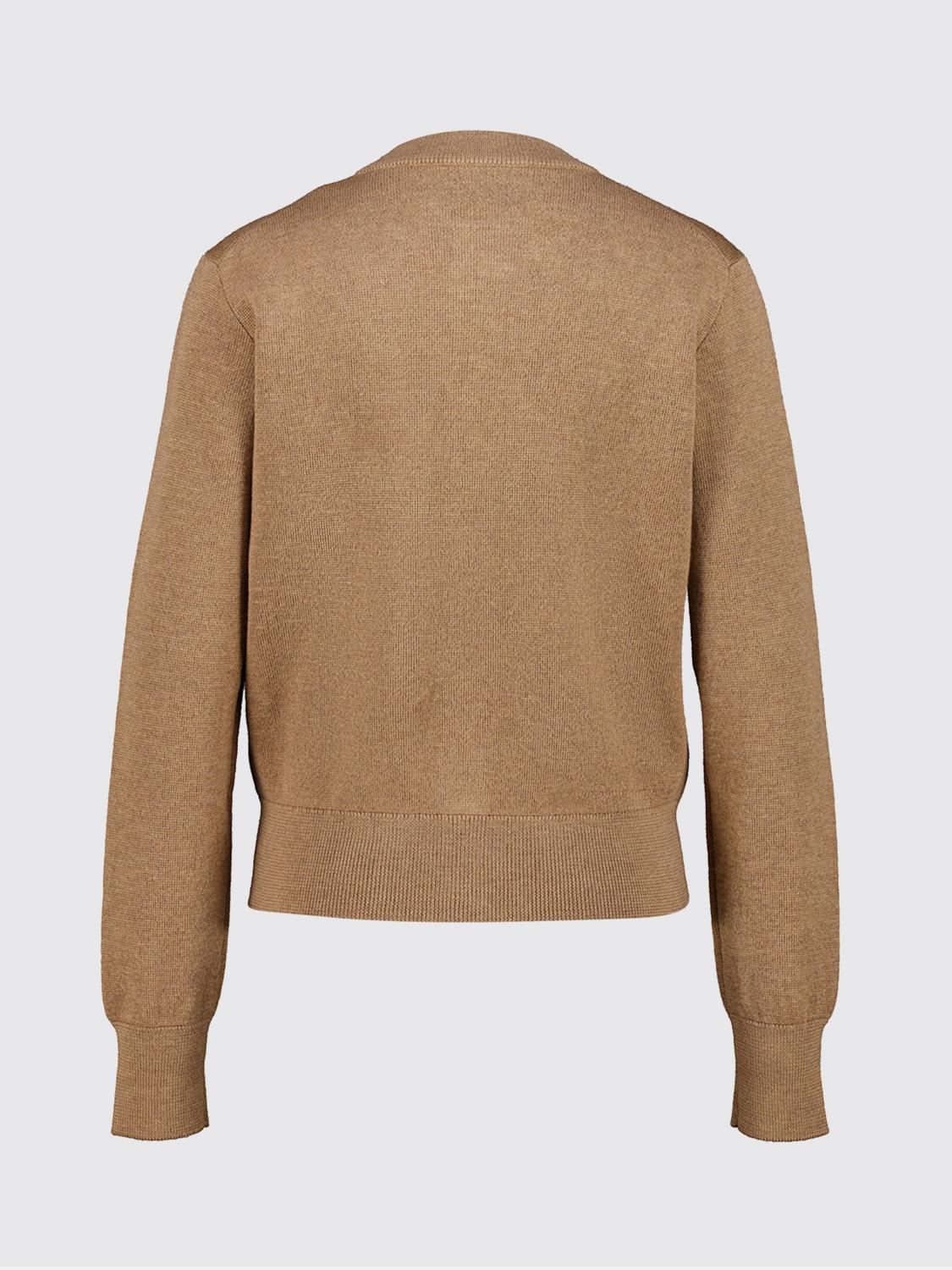AMI PARIS PULLOVER: Ami Paris Rundhals-Cardigan aus reiner Merinowolle mit gesticktem Logo, Braun - Img 3